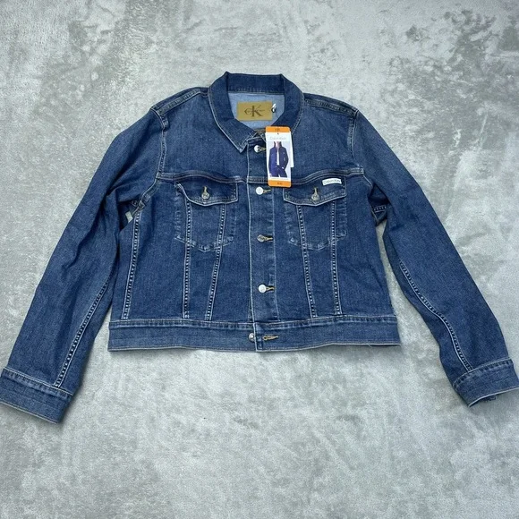 Calvin Klein New Women's Jacket Size XXL Blue Trucker Jacket a1988 - Picture 2 of 8